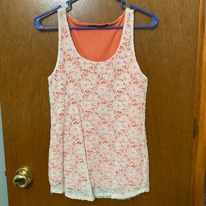 Womens tank top size medium white with flowers